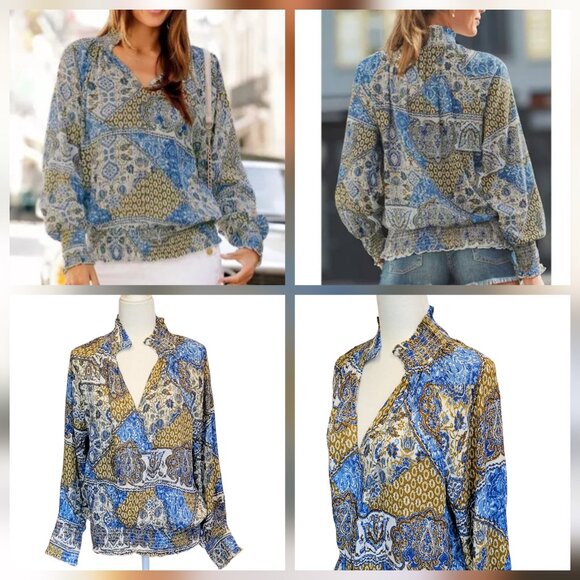 Lascana Smocked Boho Peasant Top New with tag Size 12 - Picture 1 of 13